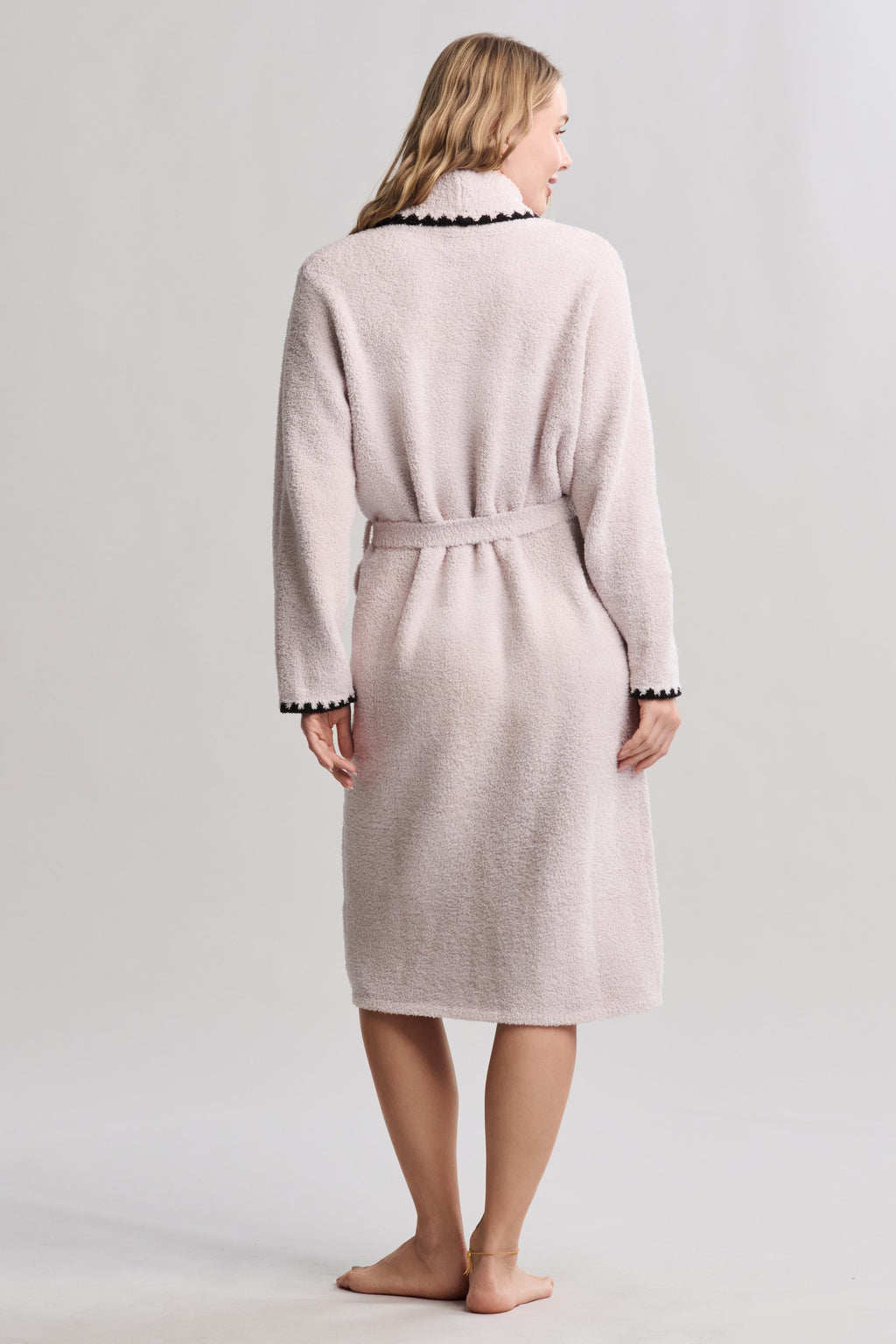 Barefoot Dreams CozyChic Blanket Stitch Robe in Stone