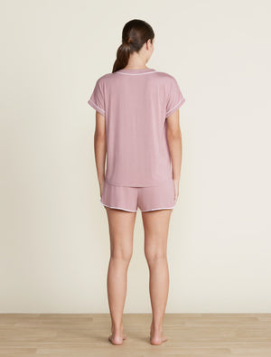 Barefoot Dreams Malibu Collection Piped Pajama Set in Teaberry