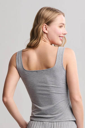 Barefoot Dreams Ultra Soft Jersey Square Neck Tank in Dark Heathered Gray