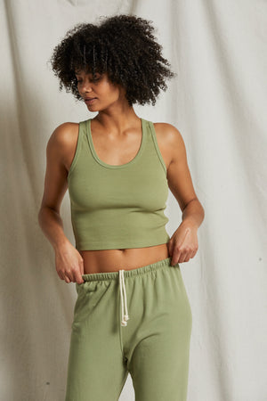 perfectwhitetee Blondie Structured Bra Friendly Tank in Oil Green