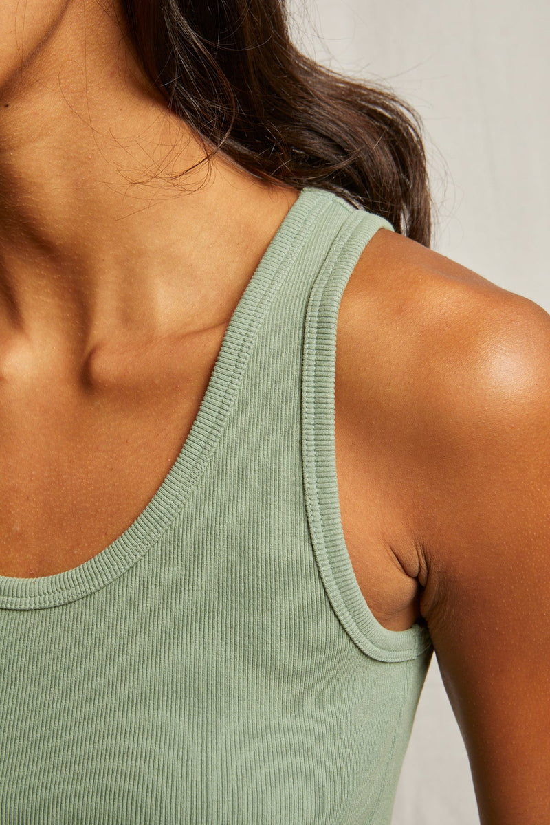 perfectwhitetee Blondie Structured Bra Friendly Tank in Aloe