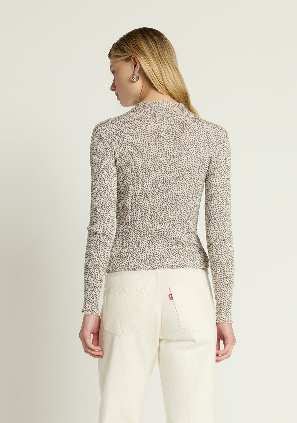 Nation Brenna Mock Neck Top in Winter Pebble
