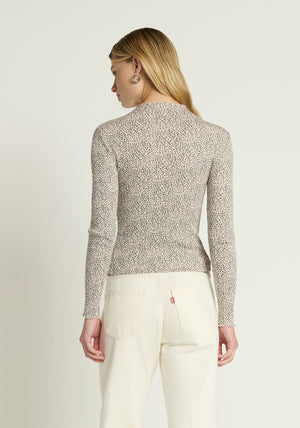 Nation Brenna Mock Neck Top in Winter Pebble