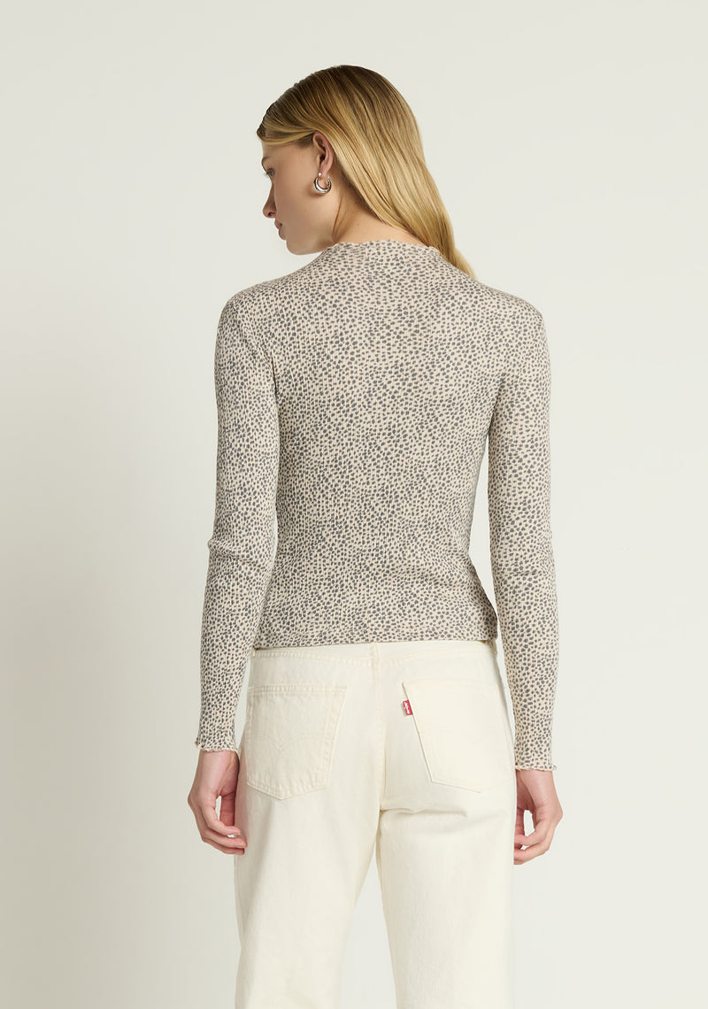 Nation Brenna Mock Neck Top in Winter Pebble
