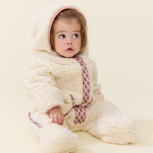 Pink Chicken Baby Girls Pramsuit in Cream
