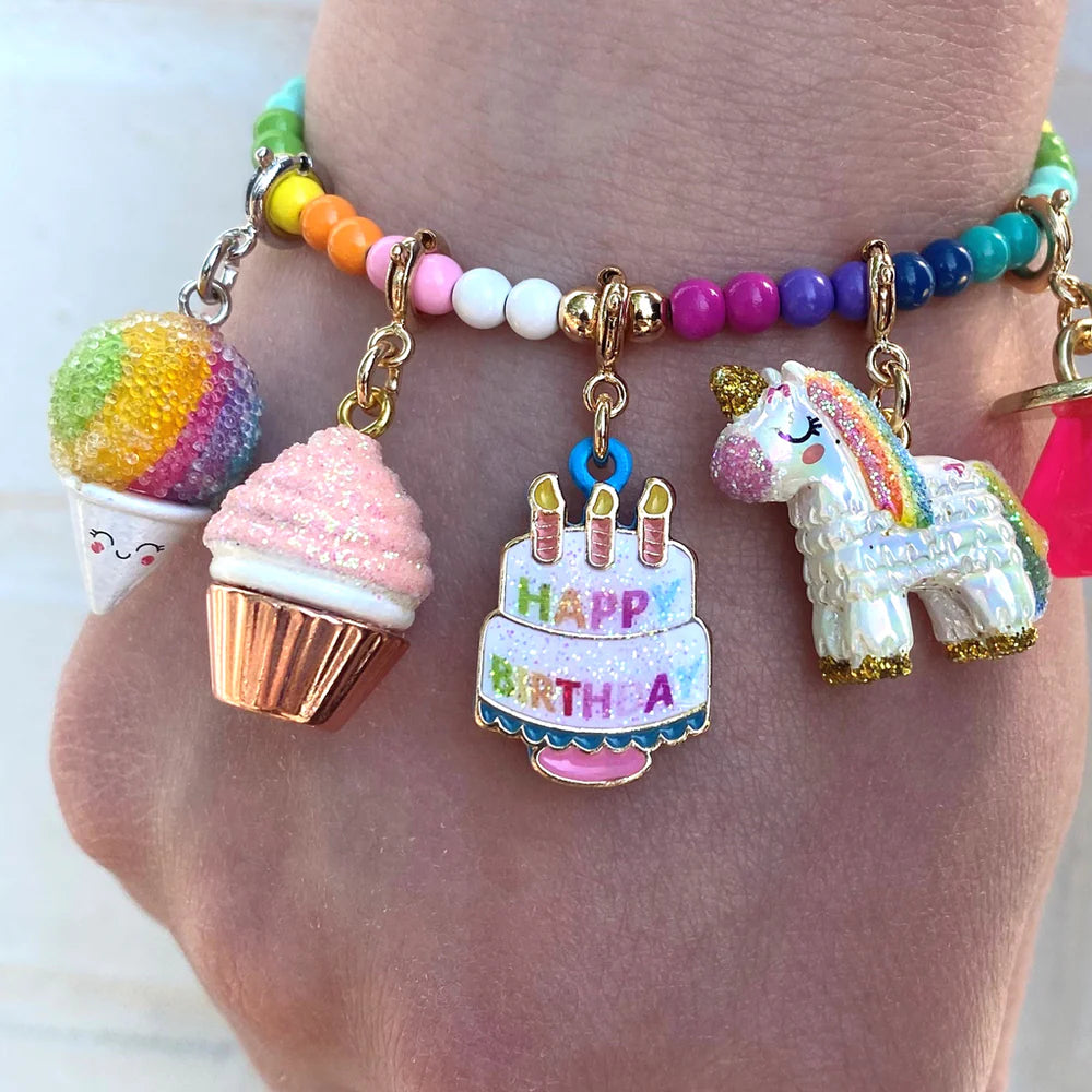 Charm It! Gold Pink Glitter Cupcake Charm