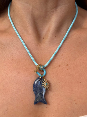 Forever Blythe Gemstone Single Fish Pendant Necklace - Assorted