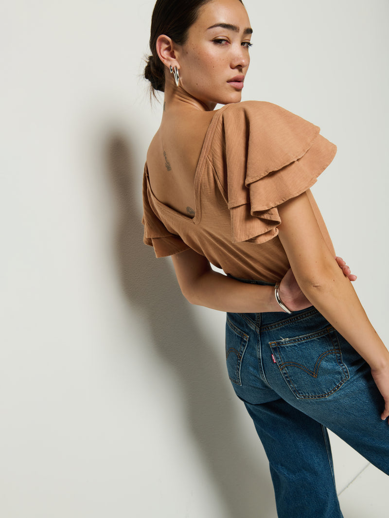 Nation Cadee V-Neck Top in Latte