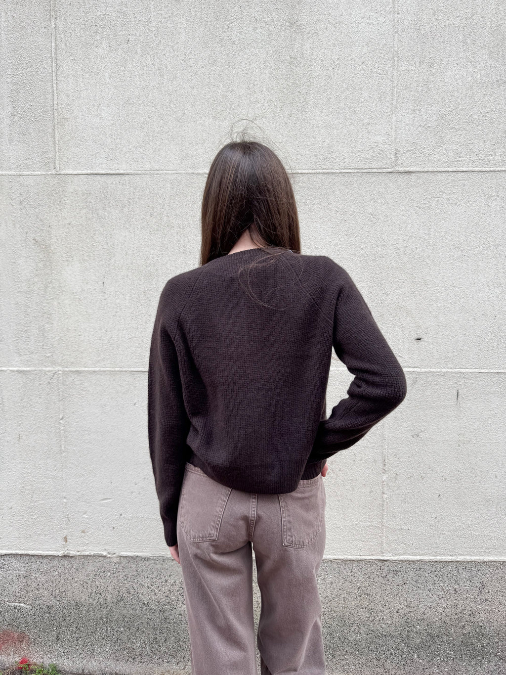 White + Warren Cashmere Waffle Cardigan in Dark Umber
