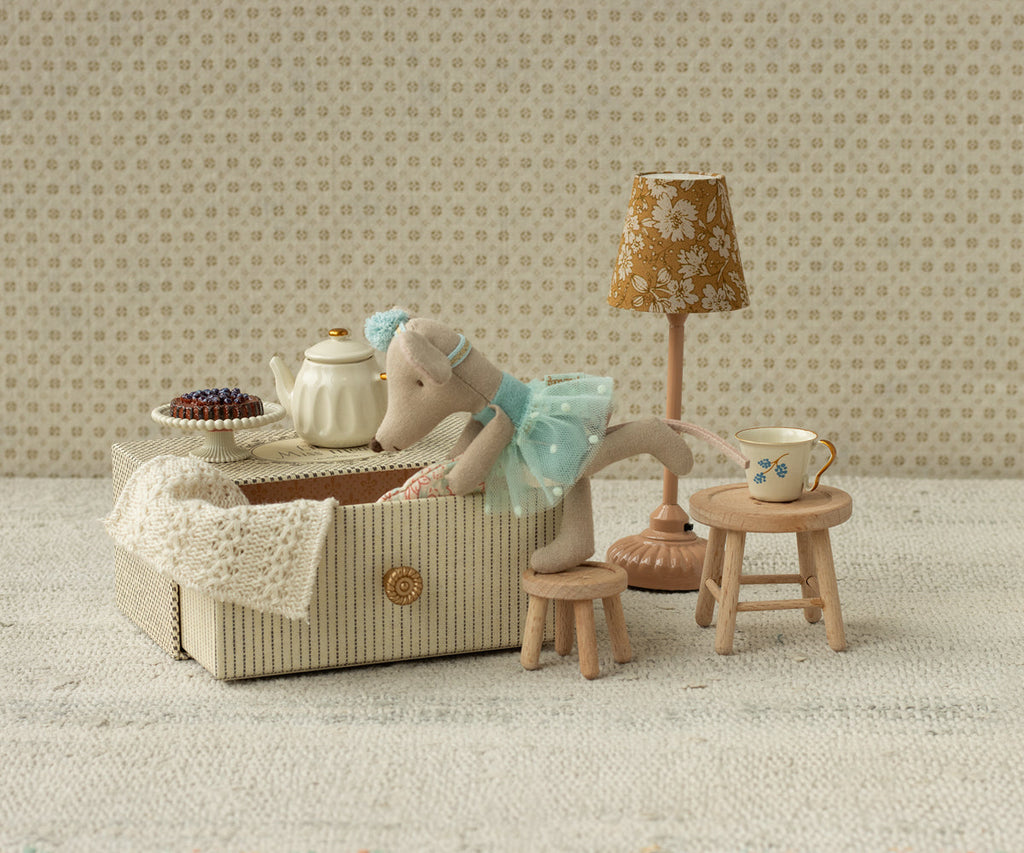 Maileg Little Sister Dance Mouse in a Daybed