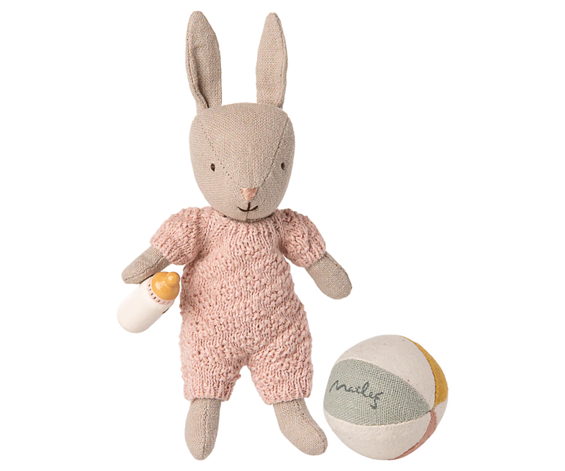 Maileg Winter Micro Rabbit Set in Sand/Rose