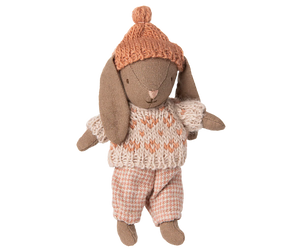 Maileg Winter Bunny Micro in Brown/Rose