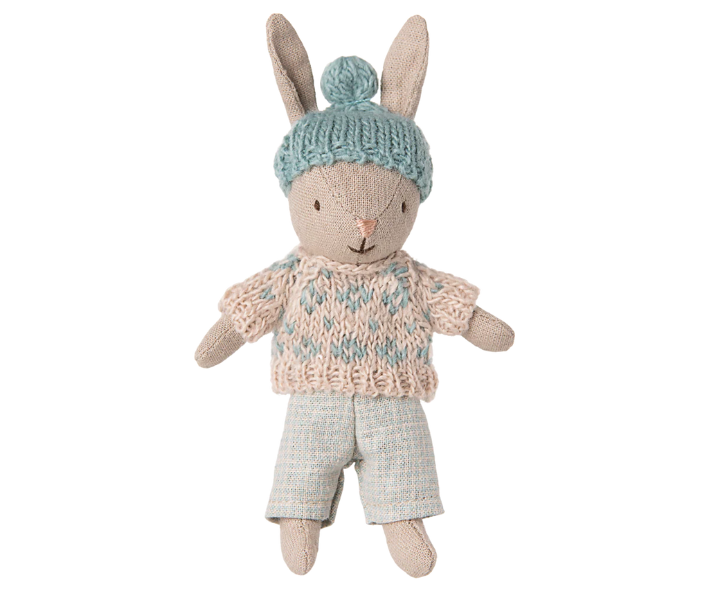 Maileg Winter Rabbit Micro in Sand/Mint