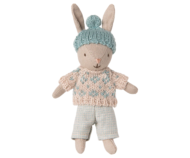 Maileg Winter Rabbit Micro in Sand/Mint