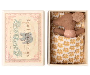 Maileg Winter Sleepy Wakey Baby Mouse in Matchbox in Rose