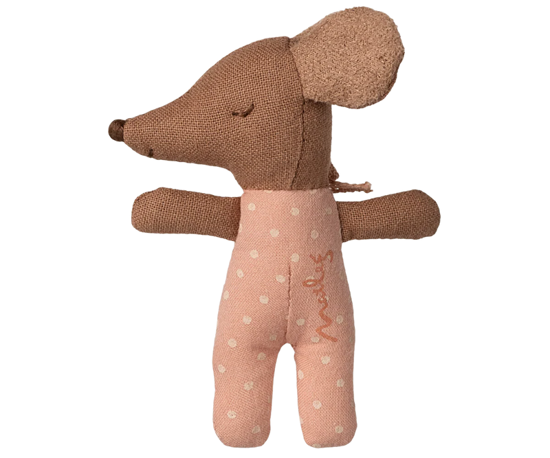 Maileg Winter Sleepy Wakey Baby Mouse in Matchbox in Rose