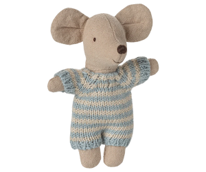 Maileg Baby Mouse in Carry Cot in Blue