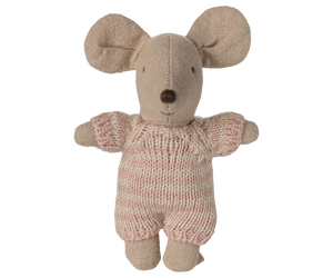 Maileg Baby Mouse in Carry Cot in Rose
