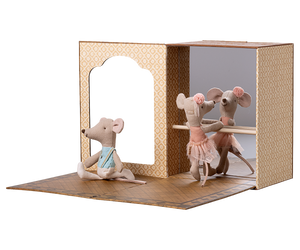 Maileg Ballet mice in dance studio, Little sister and brother