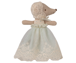 Maileg Baby Mouse in Gown, Mint