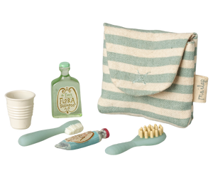 Maileg Tooth Brush Set in Bag - Blue Stripe