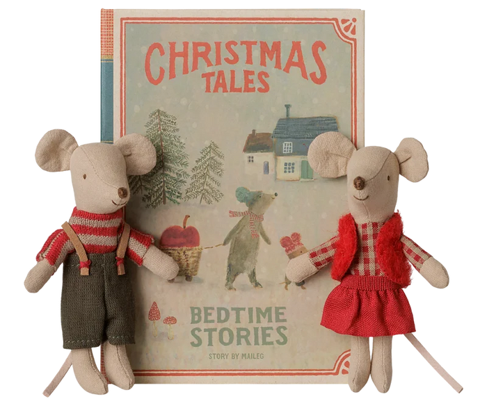 Maileg Christmas Twin Mice Little Sister & Brother in a Book