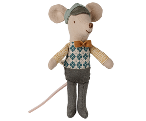 Maileg Driver Mouse Little Brother in Green Car Box