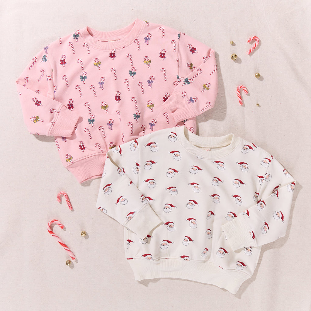 Pink Chicken Play Sweatshirt in Mini Candy Cane