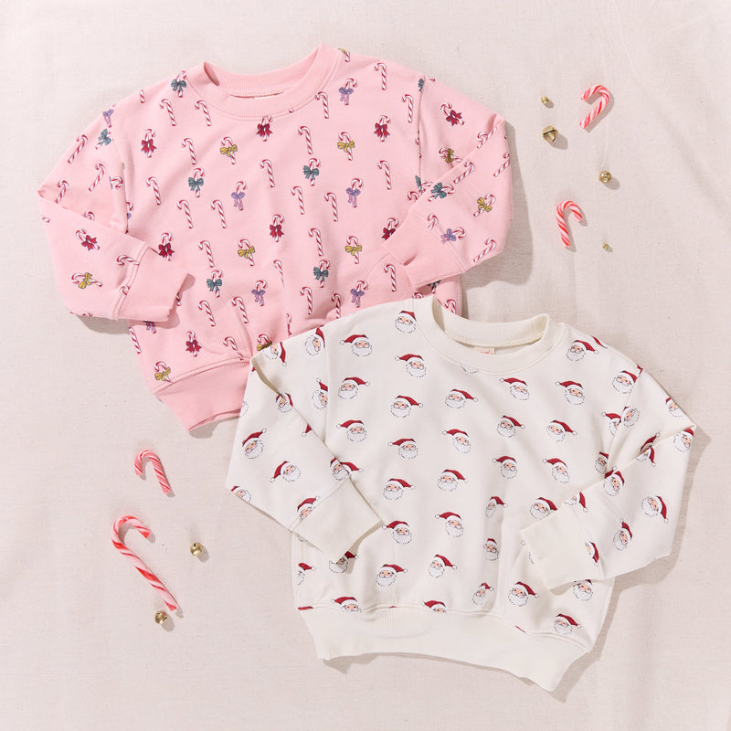 Pink Chicken Play Sweatshirt in Mini Candy Cane