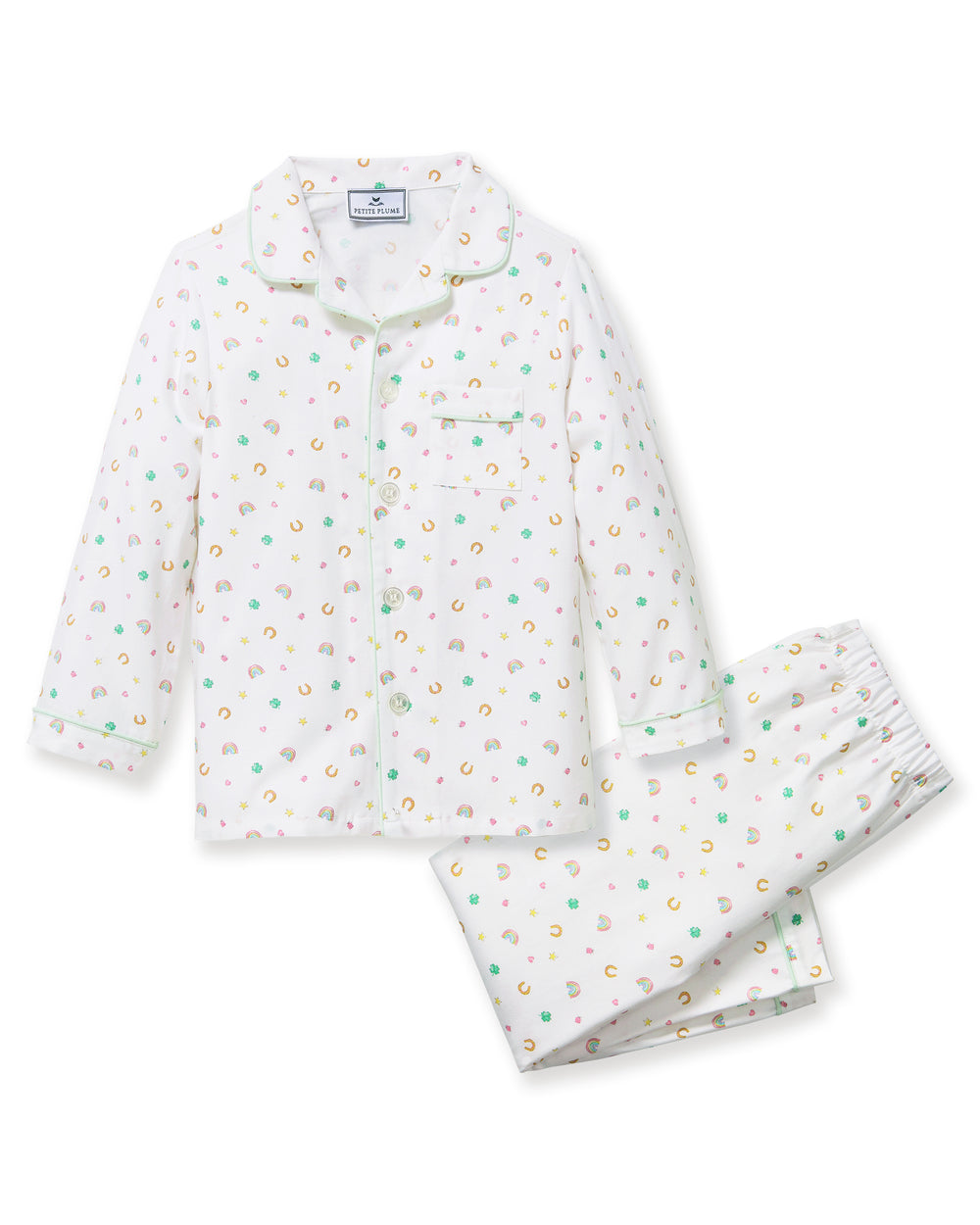 Petite Plume Twill Pajama Set in Good Luck Charms