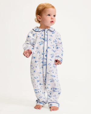 Petite Plume Twill Cambridge Romper in Chalet Toile