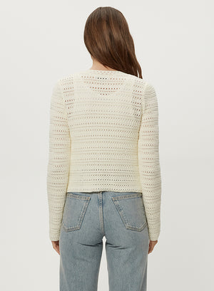 Michael Stars Winona Femme Crewneck Cardigan in Ivory