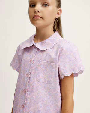Petite Plume Twill Short Colette Pajama Set in Fleur Blush