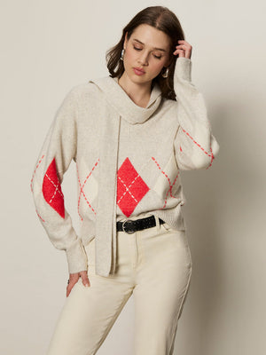 Sanctuary Argyle Sweater Scarf in Tulip Multi