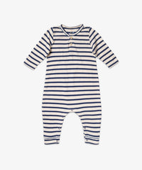 Oso & Me Baby Campbell Romper in Navy Stripe