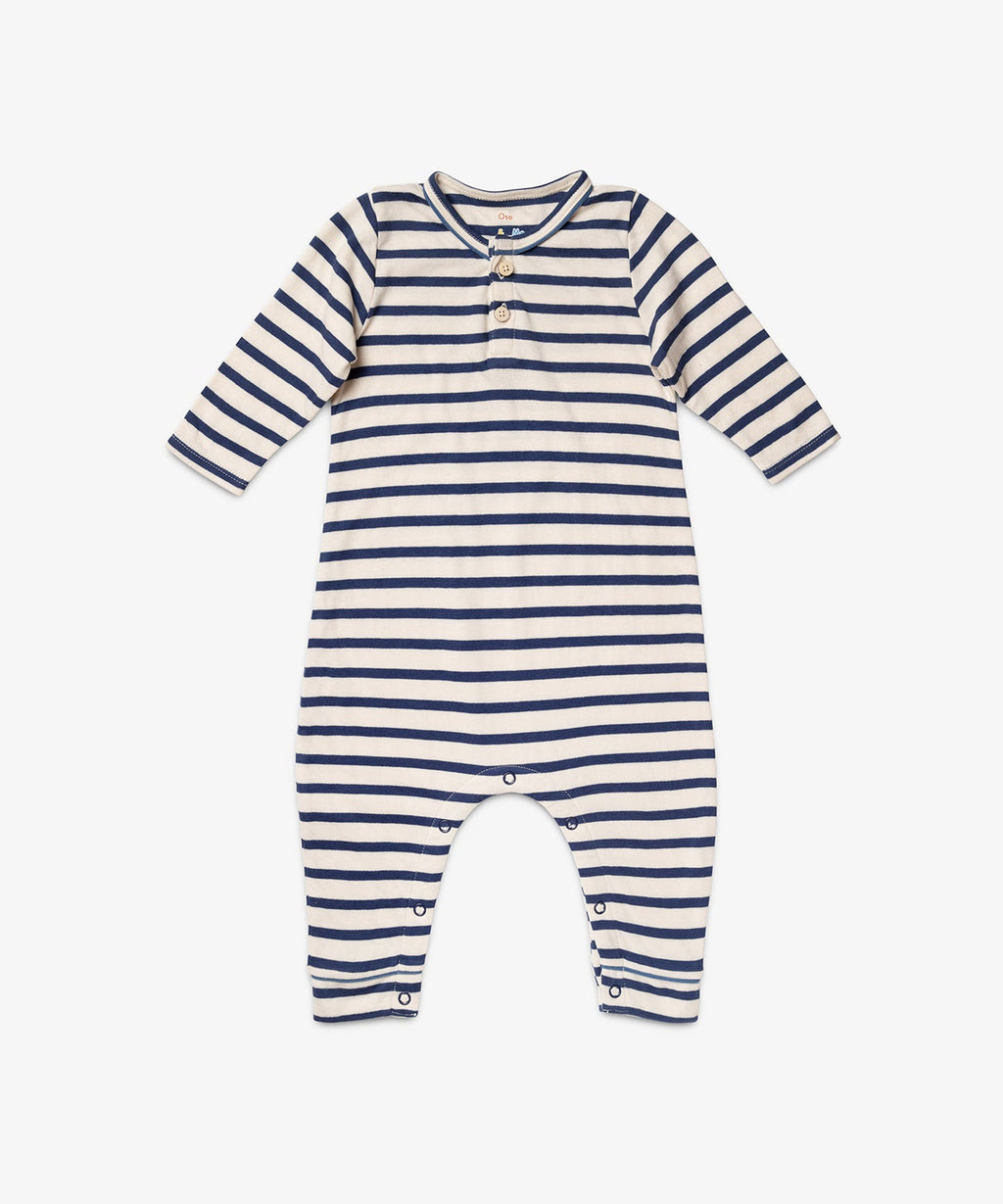 Oso & Me Baby Campbell Romper in Navy Stripe
