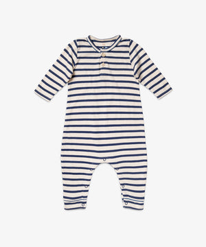 Oso & Me Baby Campbell Romper in Navy Stripe