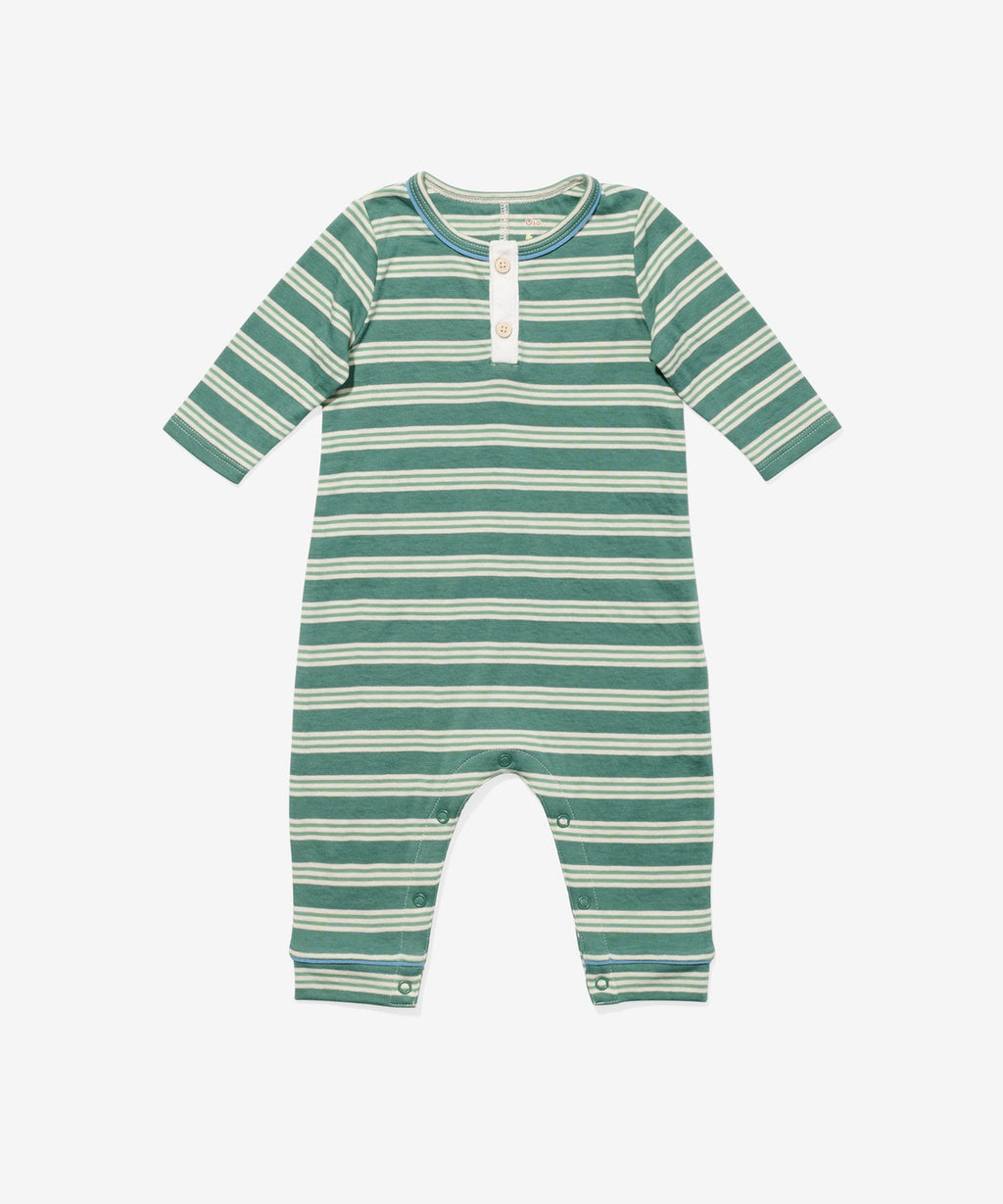 Oso & Me Baby Campbell Romper in Pine Twin Stripe