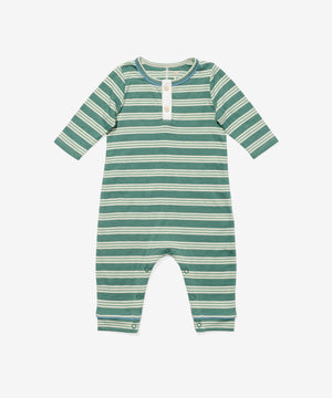 Oso & Me Baby Campbell Romper in Pine Twin Stripe