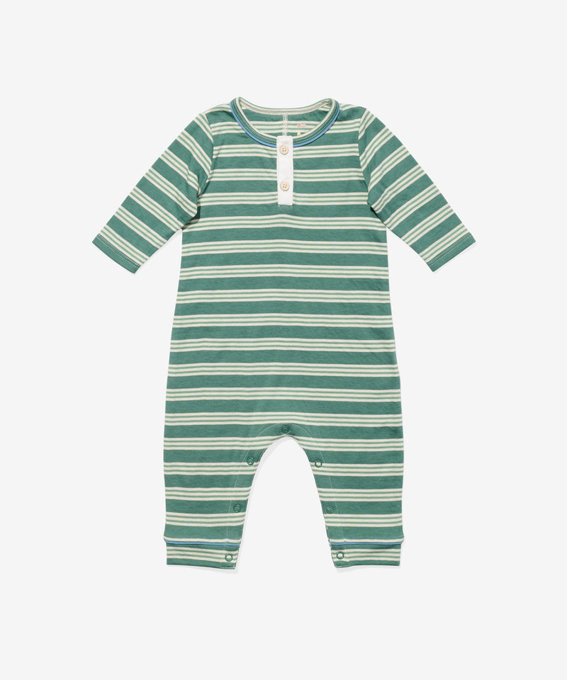 Oso & Me Baby Campbell Romper in Pine Twin Stripe