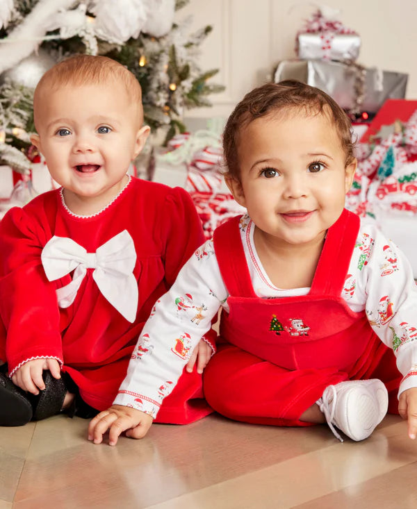 Kissy Kissy Velour Dress with Bow in Red