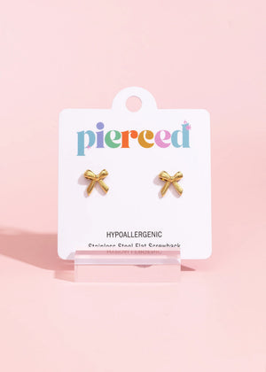 Pierced Co Classic Gold Bow Studs
