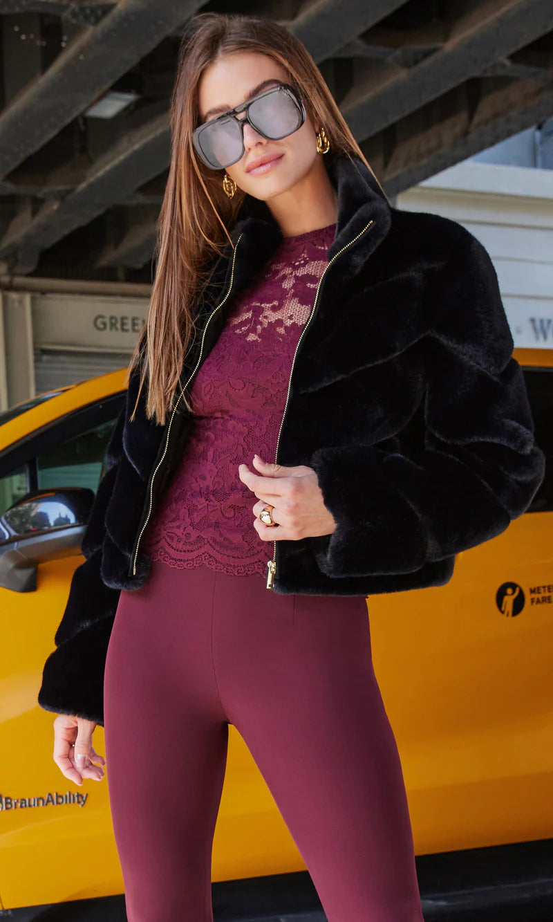 Generation Love Brianna Faux Fur Bomber in Black