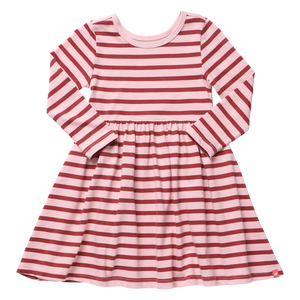 Coop Kids by Pink Chicken Sunny Dress in Pink/Burgundy Stripe