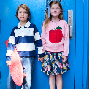 Pink Chicken Boys Albert Rugby Shirt in Navy & White