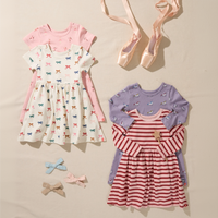 Coop Kids by Pink Chicken Sunny Dress in Pink/Burgundy Stripe