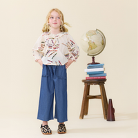 Pink Chicken Bailey Ruffle Pant in Chambray