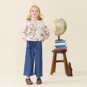 Pink Chicken Bailey Ruffle Pant in Chambray