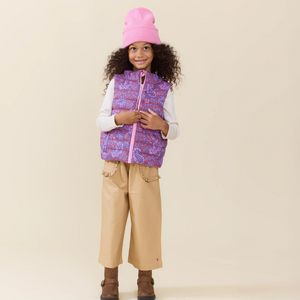 Pink Chicken Reversible Riley Vest in Purple Paisley Vines