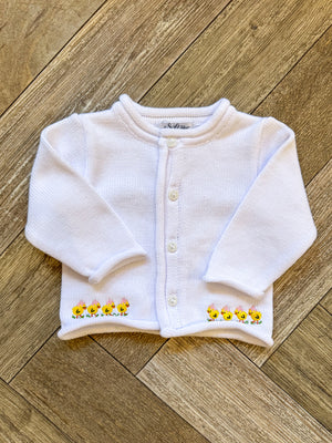 A Soft Idea Little Baby Chicks with Bows Cardigan in White